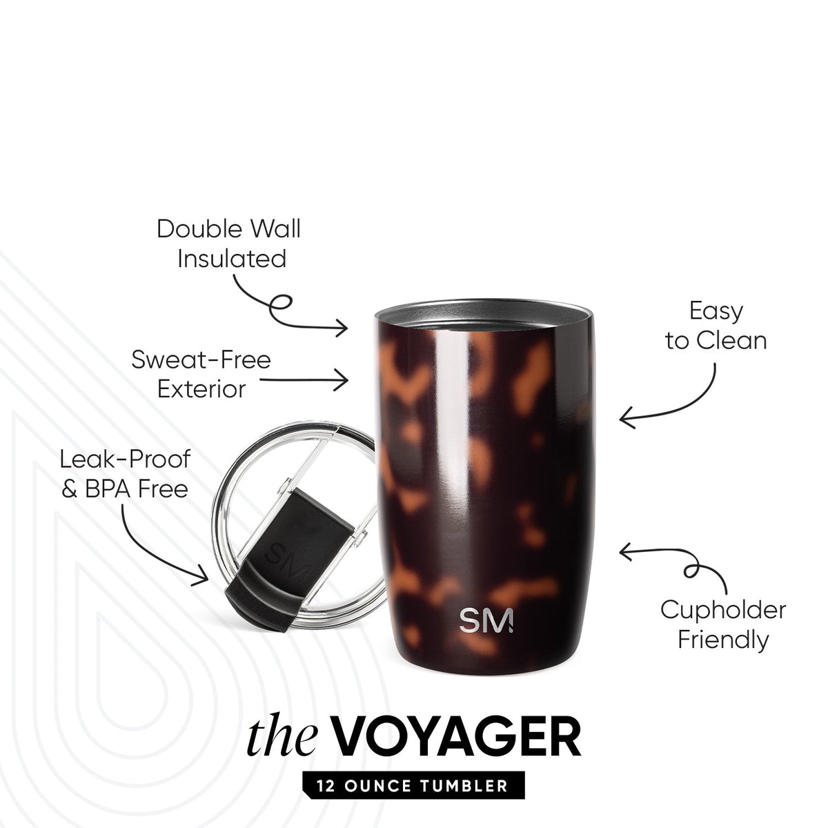 Voyager Tumbler with Clear Flip Lid & Straw