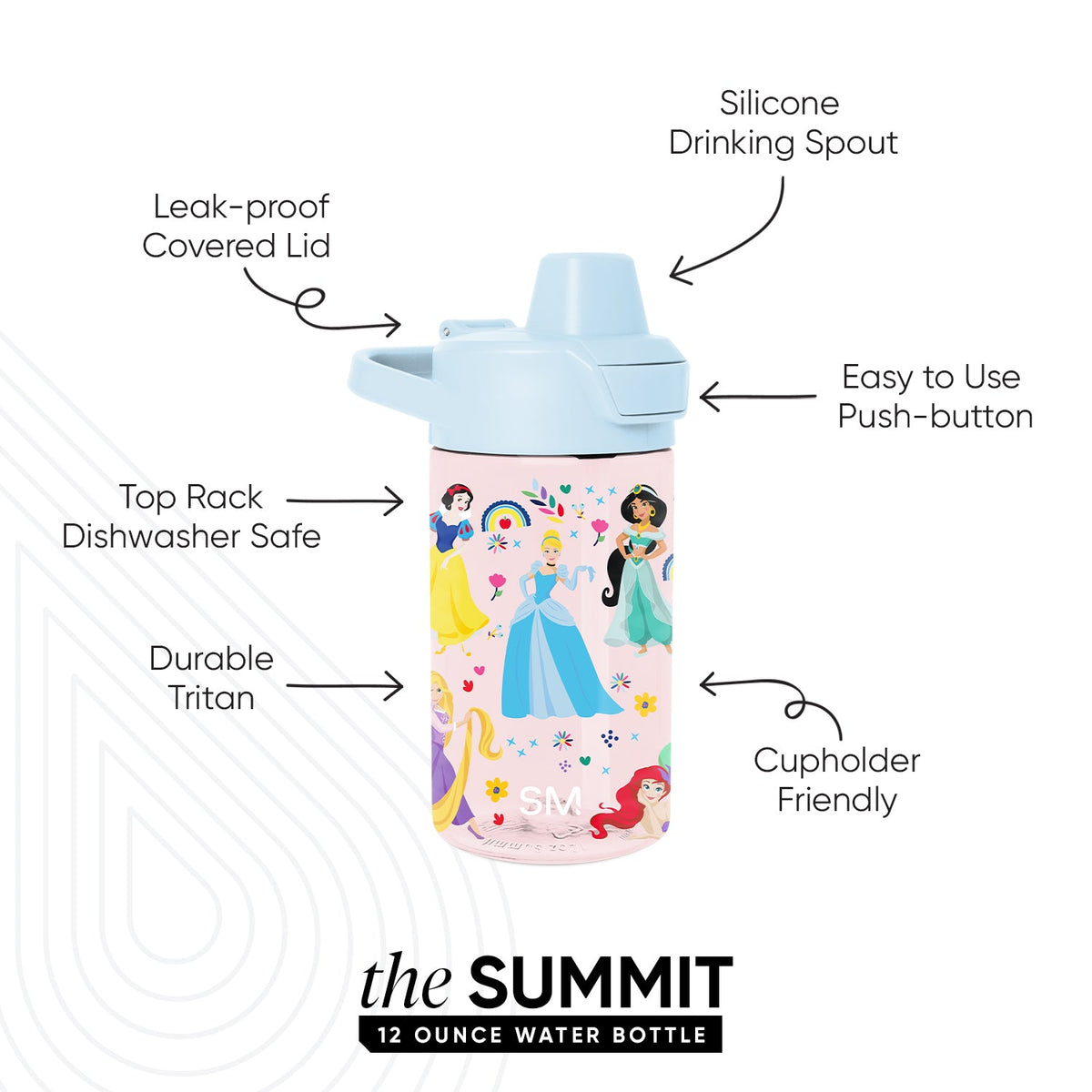 Summit Kids Plastic Water Bottle with Simple Flip Straw Lid
