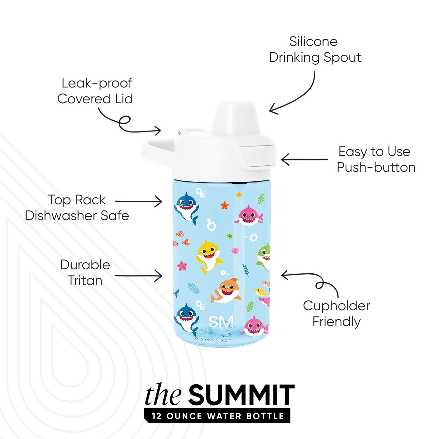 Summit Kids Plastic Water Bottle with Simple Flip Straw Lid