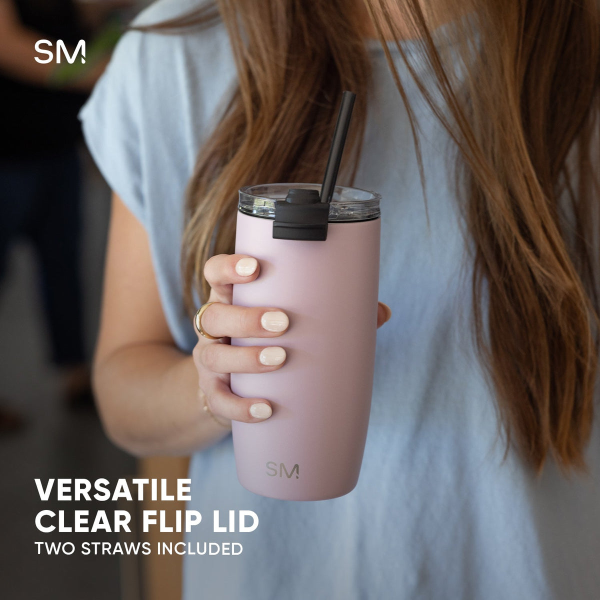 Voyager Tumbler with Clear Flip Lid & Straw