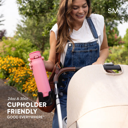 Simple Modern Mesa Loop Water Bottle with Straw | 30oz Cup Holder Friendly Insulated Stainless Steel Bottles for Travel, Sports and School | Cherry Wine