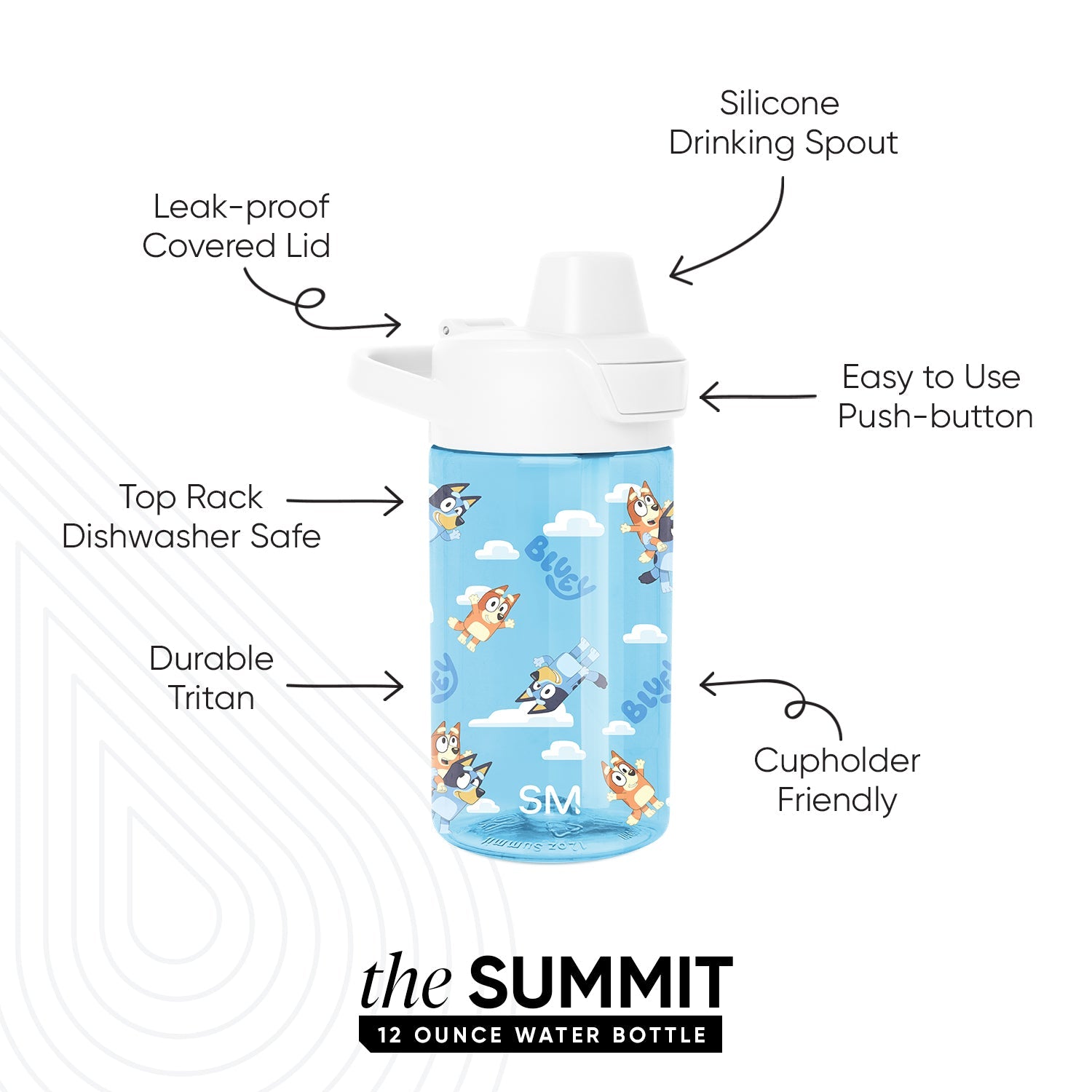 Summit Kids Plastic Water Bottle with Simple Flip Straw Lid